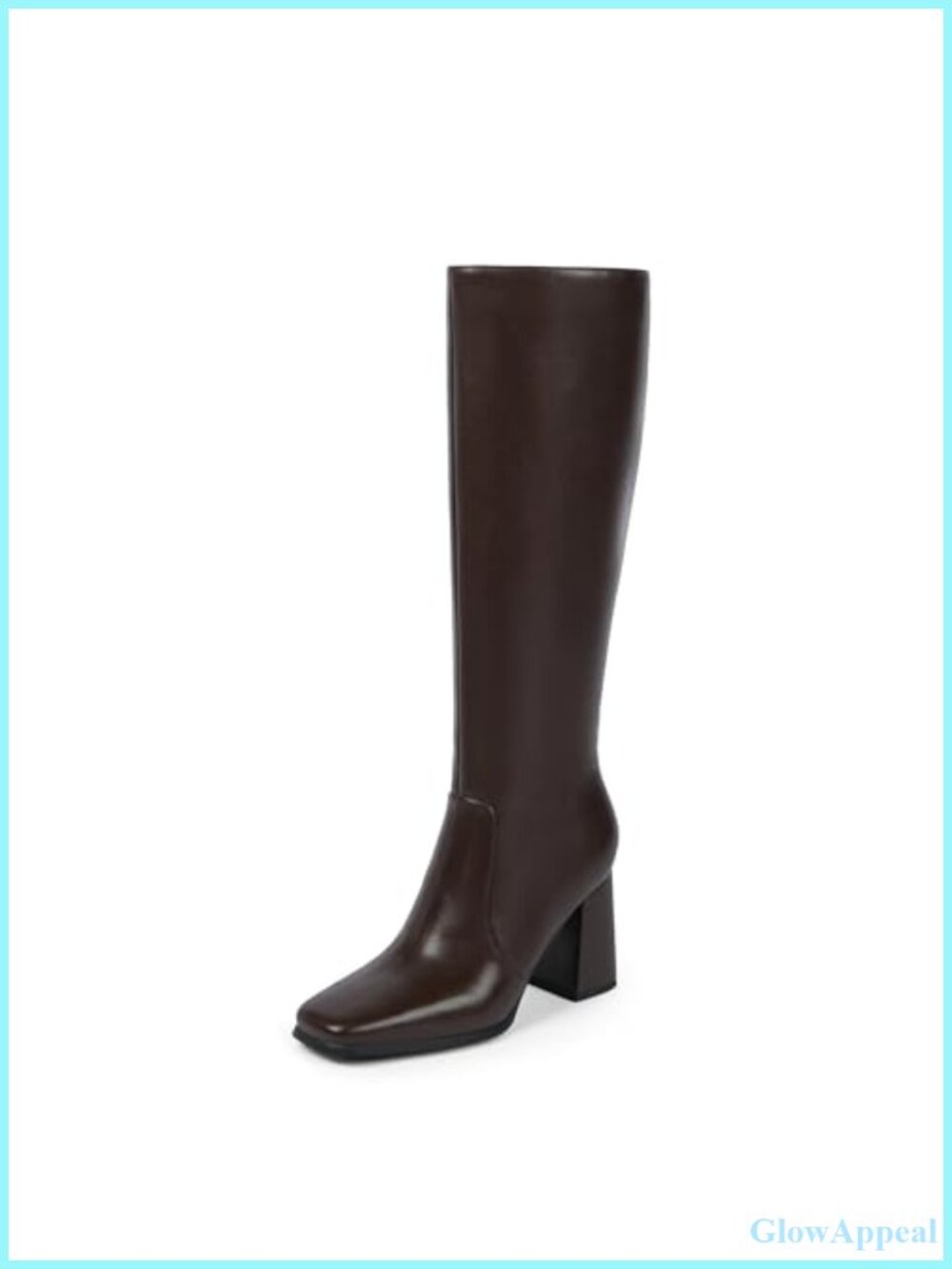 Women's Square Toe Knee High Chunky Heel Tall Boots PU Leather